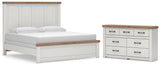 Savonport White/Brown King Panel Bed, Dresser from Ashley - Luna Furniture