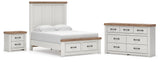 Savonport White/Brown Full Panel Storage Bed, Dresser and Nightstand from Ashley - Luna Furniture
