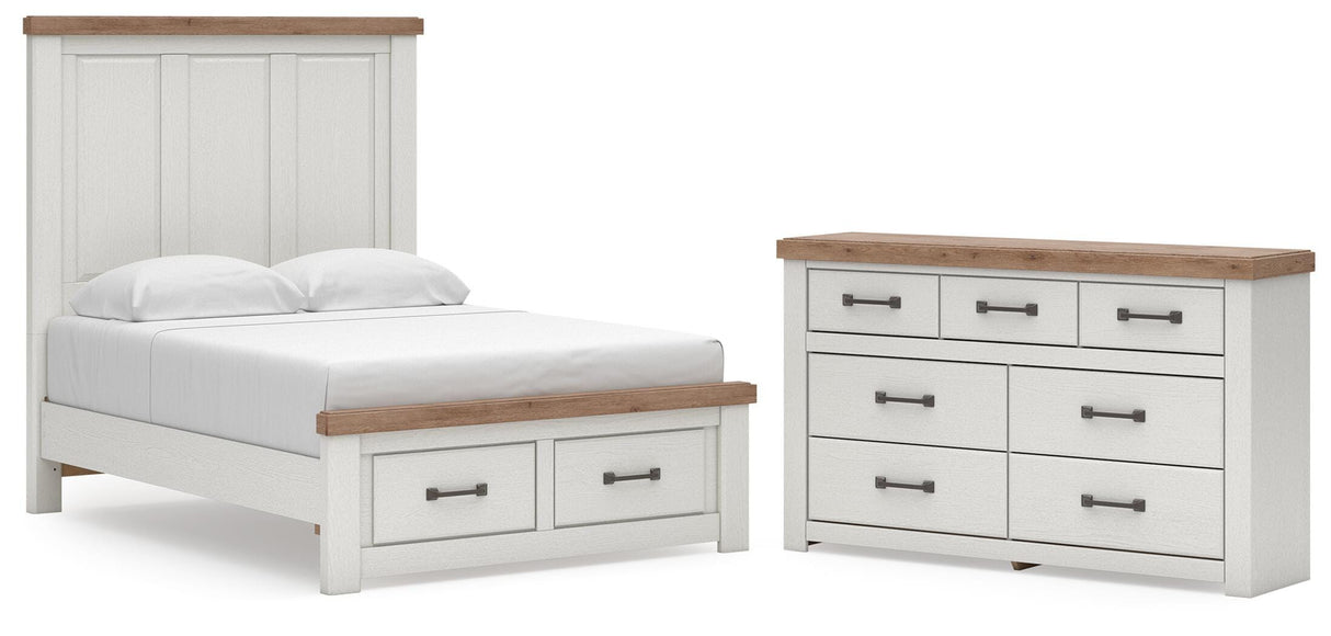 Savonport White/Brown Full Panel Storage Bed, Dresser from Ashley - Luna Furniture