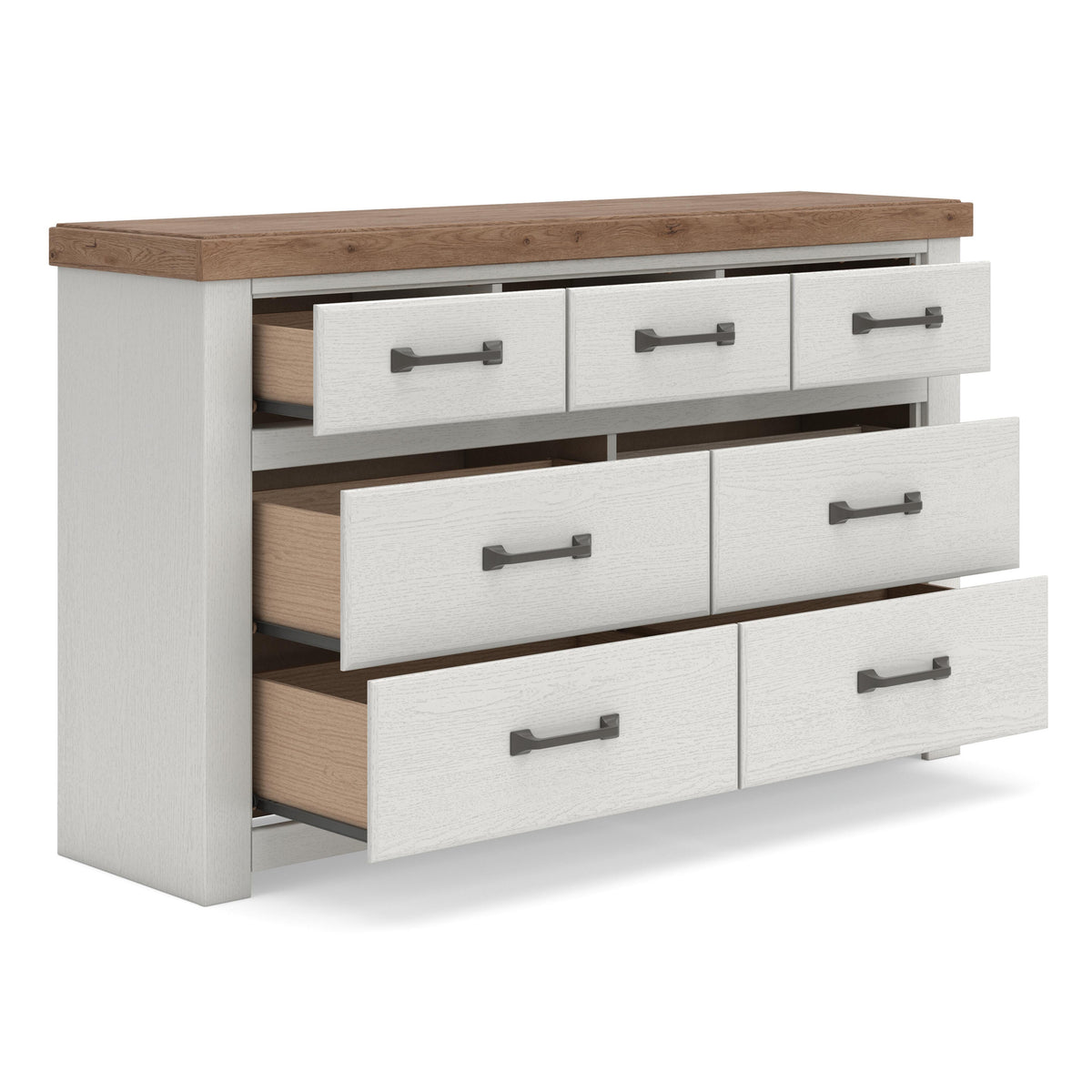 Savonport White/Brown Queen Panel Storage Bed, Dresser and Nightstand from Ashley - Luna Furniture