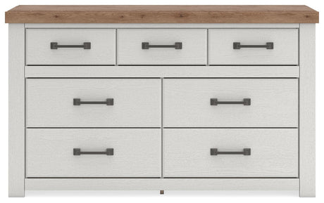 Savonport White/Brown King Storage Bed with Dresser from Ashley - Luna Furniture