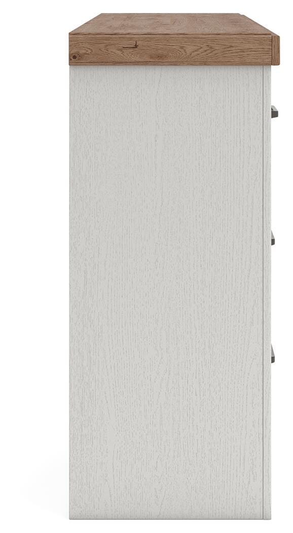 Savonport White/Brown King Panel Storage Bed, Dresser and Chest from Ashley - Luna Furniture