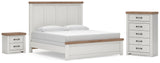 Savonport White/Brown King Panel Bed, Chest and Nightstand from Ashley - Luna Furniture