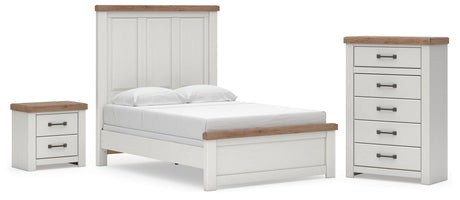 Savonport White/Brown Full Panel Bed, Chest and Nightstand from Ashley - Luna Furniture