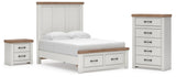 Savonport White/Brown Full Panel Storage Bed, Chest and Nightstand from Ashley - Luna Furniture