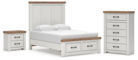 Savonport White/Brown Full Panel Storage Bed, Chest and Nightstand from Ashley - Luna Furniture