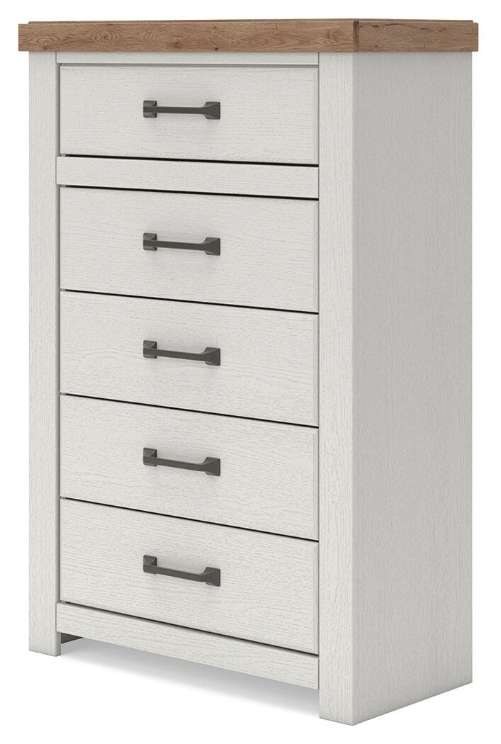 Savonport White/Brown Chest of Drawers from Ashley - Luna Furniture