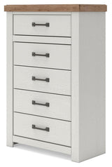 Savonport White/Brown Chest of Drawers from Ashley - Luna Furniture