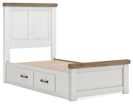 Savonport White/Brown Twin Panel Storage Bed from Ashley - Luna Furniture