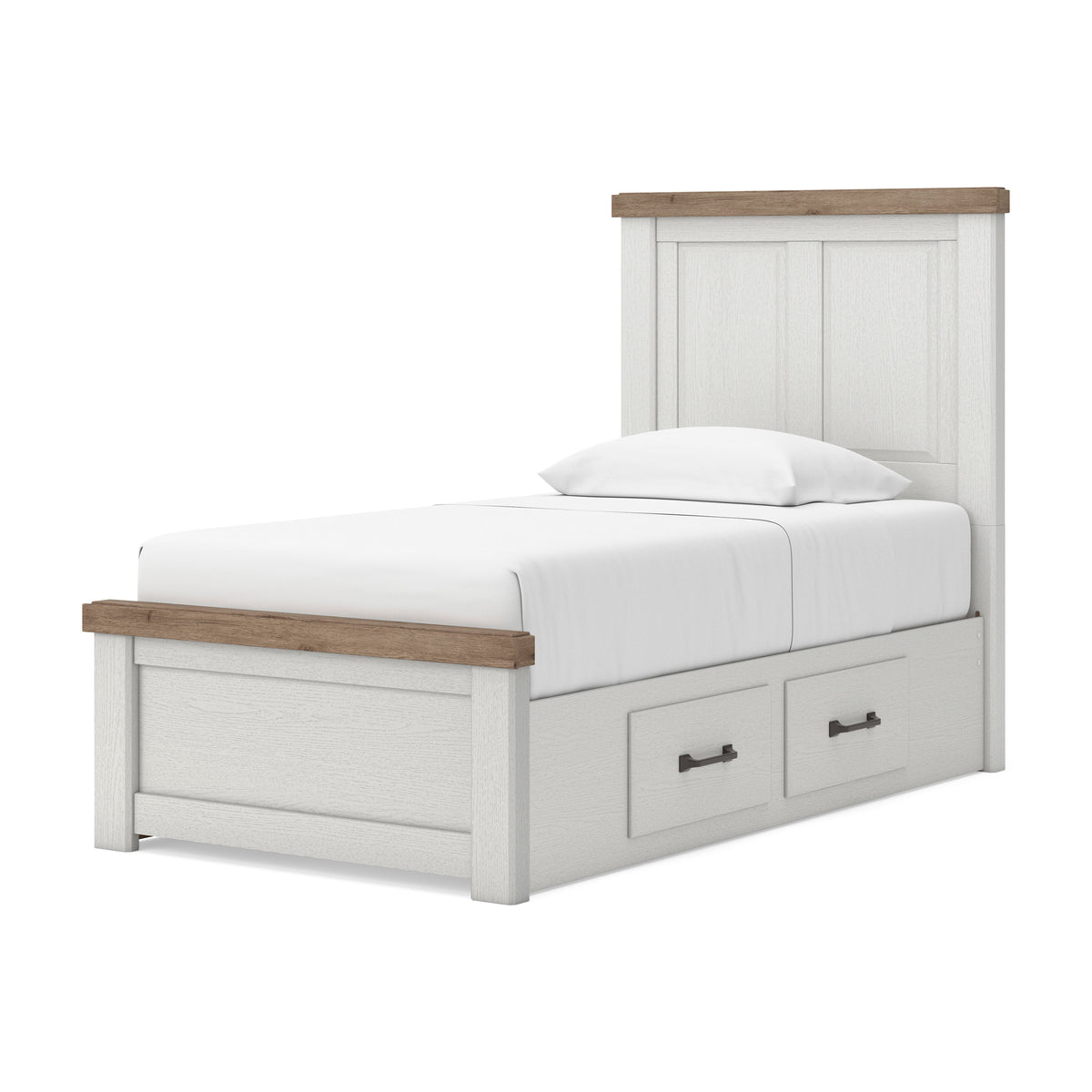 Savonport White/Brown Youth Bedroom Set with 4 Side Drawers