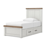 Savonport White/Brown Youth Bedroom Set with 4 Side Drawers