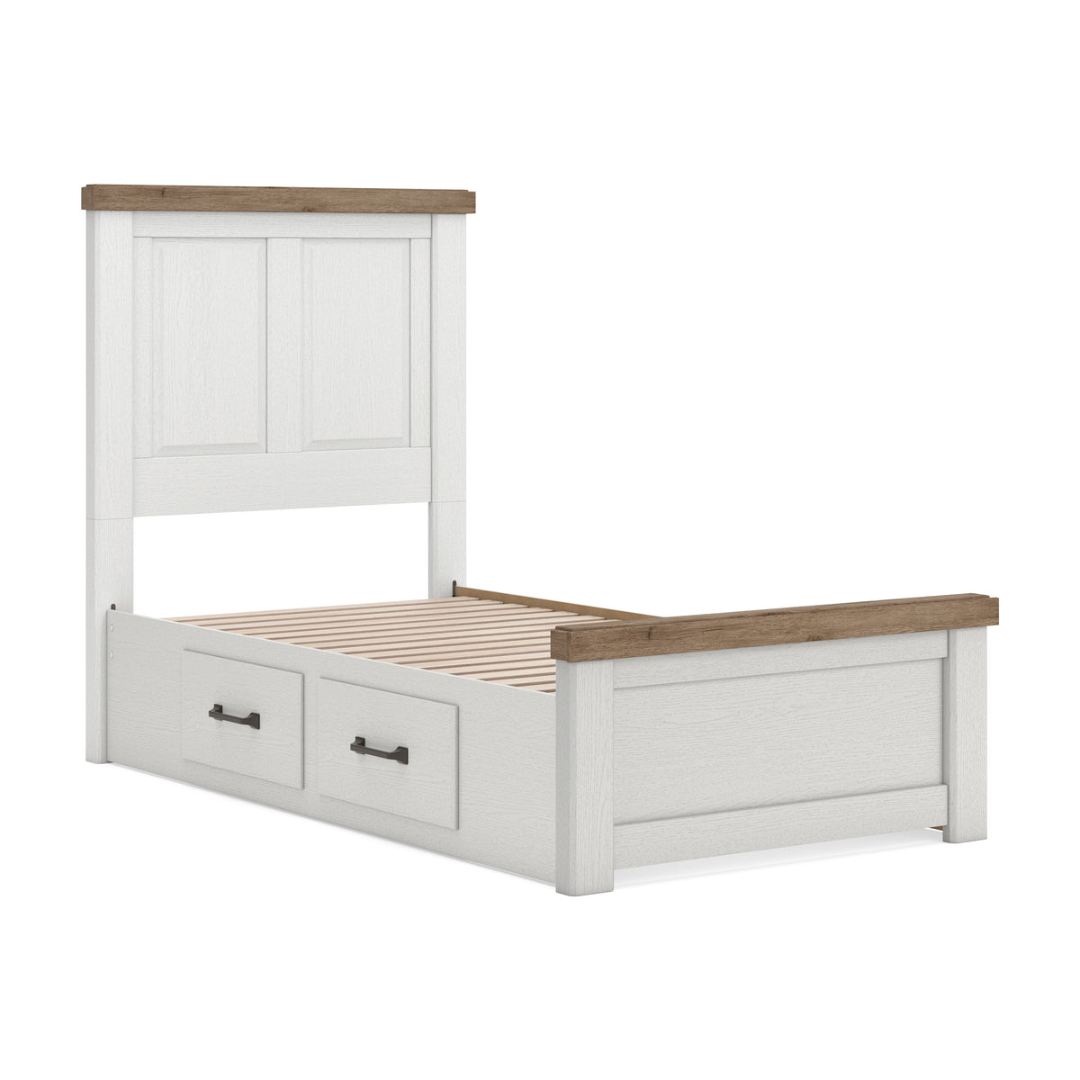 Savonport White/Brown Youth Bedroom Set with 4 Side Drawers