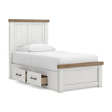 Savonport White/Brown Youth Bedroom Set with 4 Side Drawers