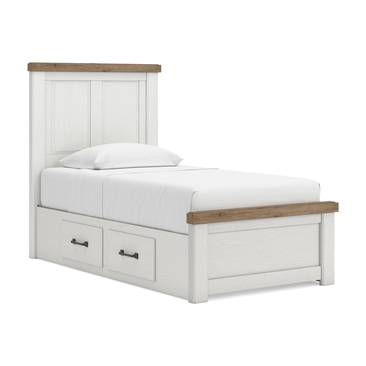 Savonport White/Brown Youth Bedroom Set with 4 Side Drawers