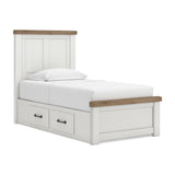 Savonport White/Brown Youth Bedroom Set with 4 Side Drawers