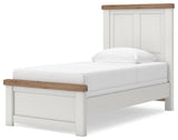Savonport White/Brown Twin Panel Bed from Ashley - Luna Furniture