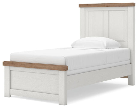 Savonport White/Brown Twin Panel Bed from Ashley - Luna Furniture