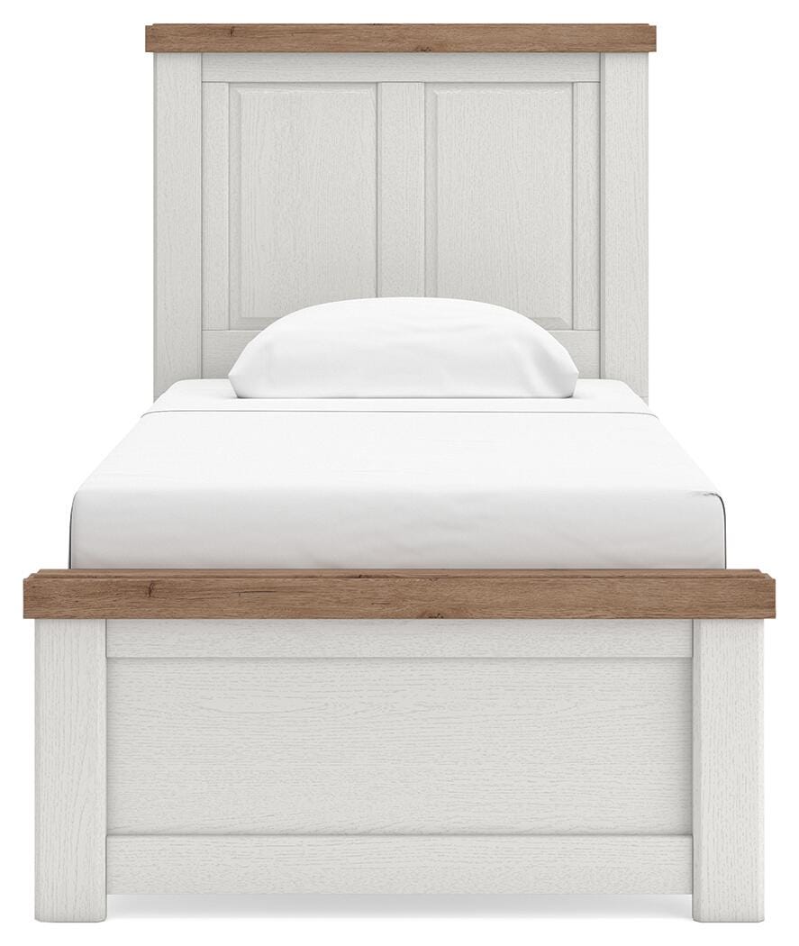 Savonport White/Brown Twin Panel Bed from Ashley - Luna Furniture