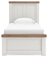Savonport White/Brown Twin Panel Bed from Ashley - Luna Furniture