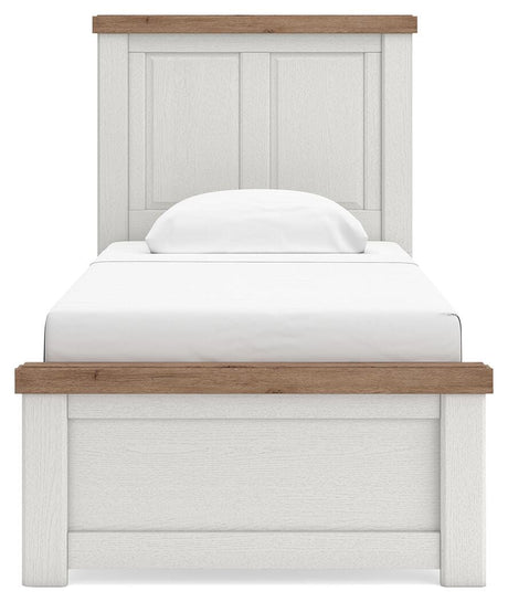 Savonport White/Brown Twin Panel Bed from Ashley - Luna Furniture