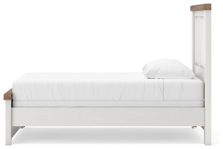 Savonport White/Brown Twin Panel Bed from Ashley - Luna Furniture