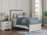 Savonport White/Brown Twin Panel Bed from Ashley - Luna Furniture