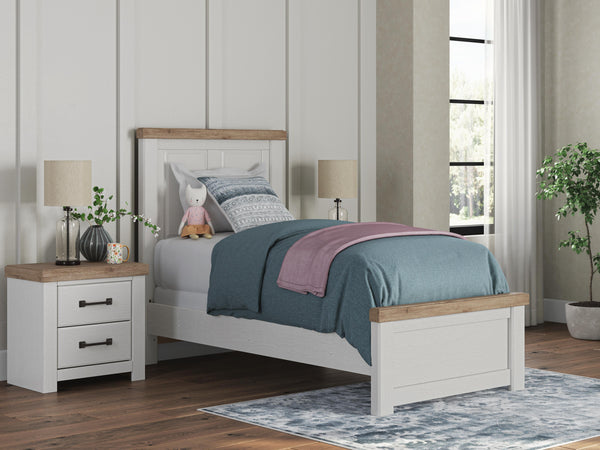 Savonport White/Brown Twin Panel Bed