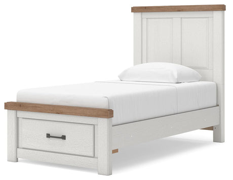 Savonport White/Brown Twin Panel Storage Bed from Ashley - Luna Furniture