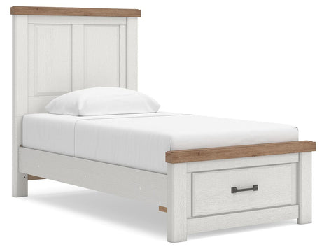 Savonport White/Brown Twin Panel Storage Bed from Ashley - Luna Furniture