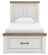 Savonport White/Brown Twin Panel Storage Bed from Ashley - Luna Furniture