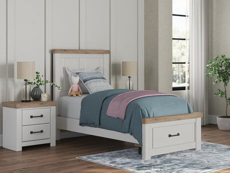 Savonport White/Brown Twin Panel Storage Bed from Ashley - Luna Furniture