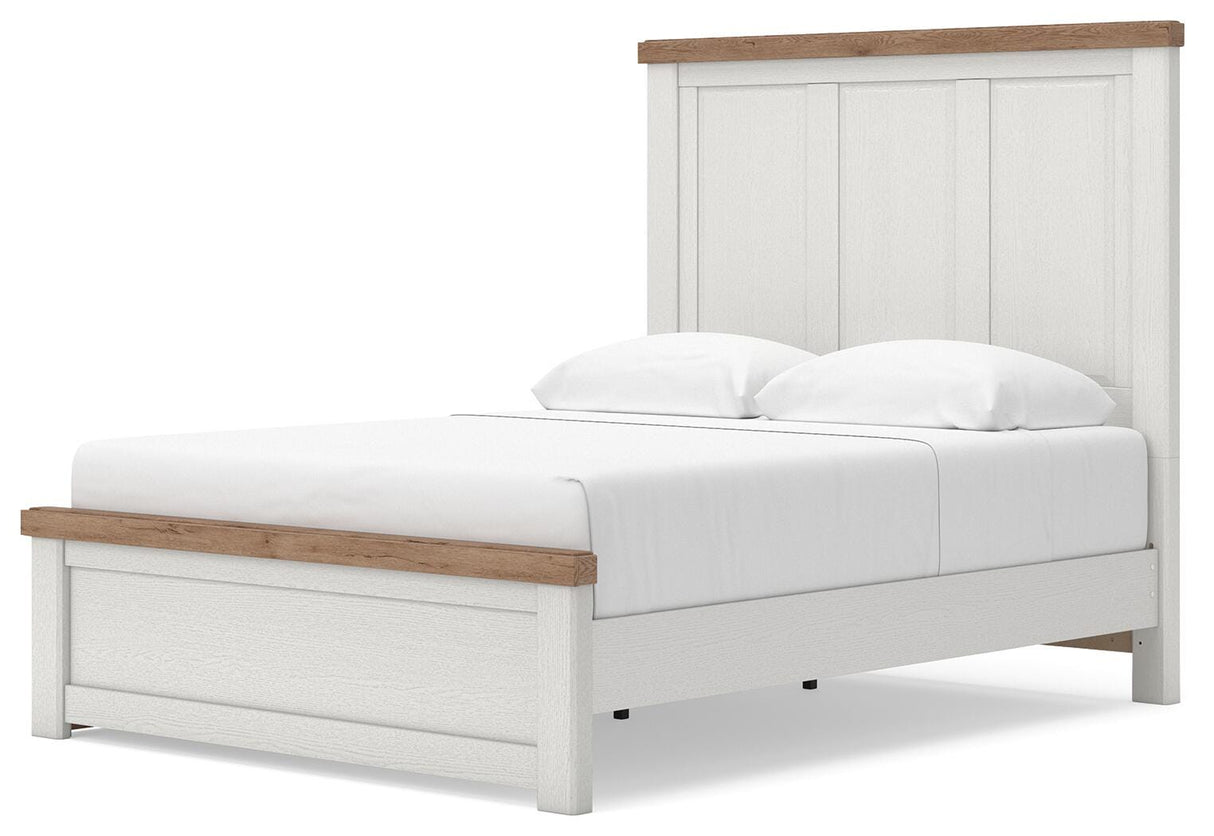 Savonport White/Brown Queen Panel Bed with Storage from Ashley - Luna Furniture