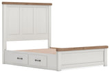 Savonport White/Brown Queen Panel Bed with Storage from Ashley - Luna Furniture