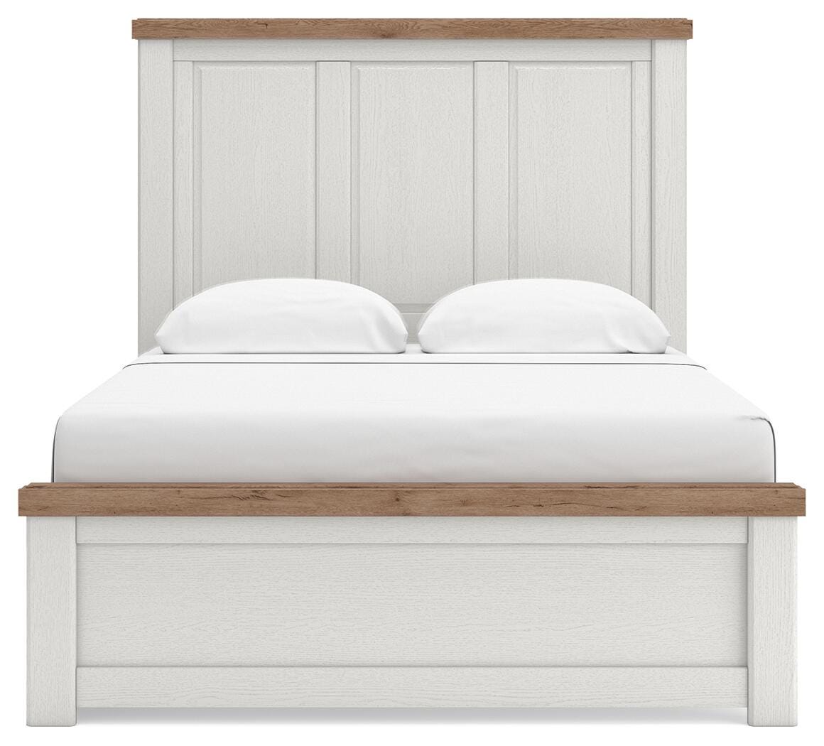 Savonport White/Brown Queen Panel Bed with Storage from Ashley - Luna Furniture