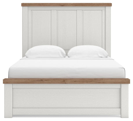 Savonport White/Brown Queen Panel Bed with Storage from Ashley - Luna Furniture