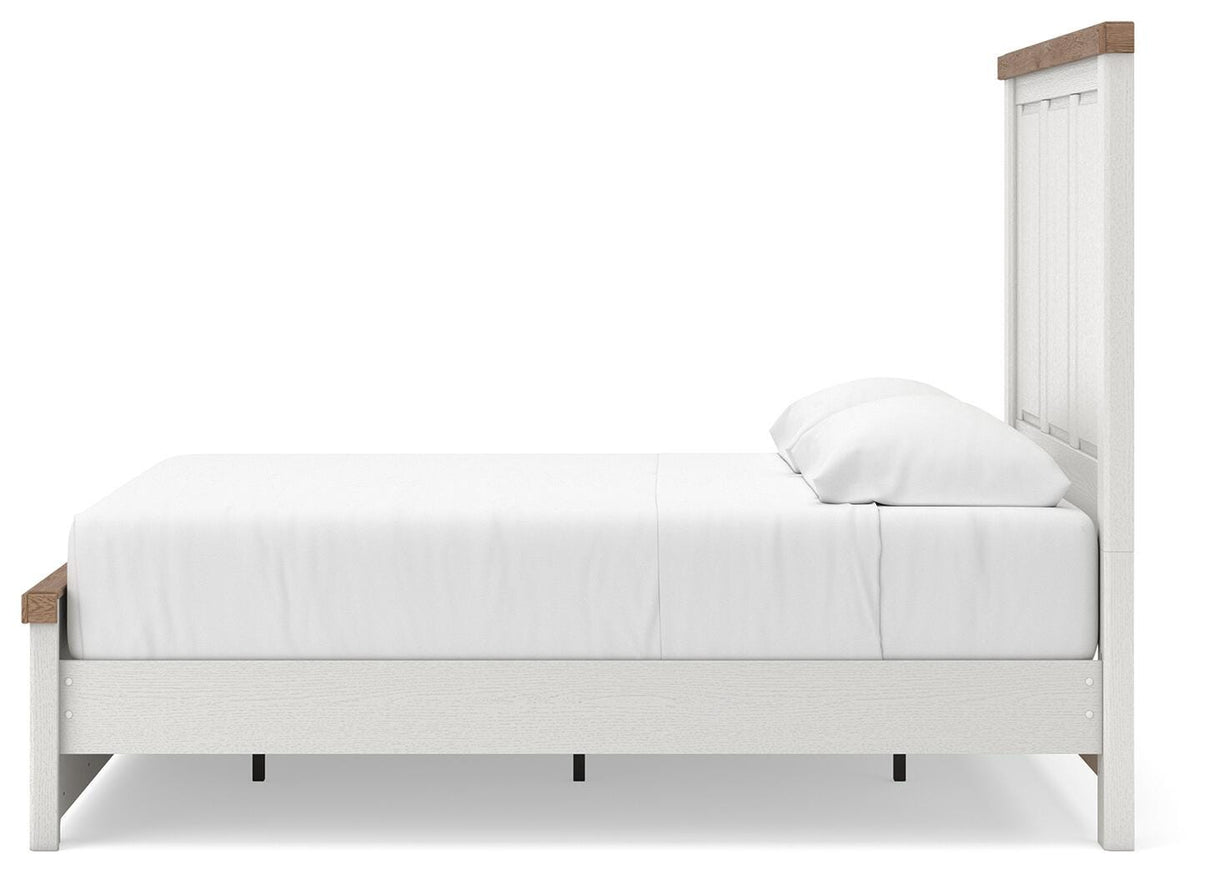 Savonport White/Brown Queen Panel Bed with Storage from Ashley - Luna Furniture