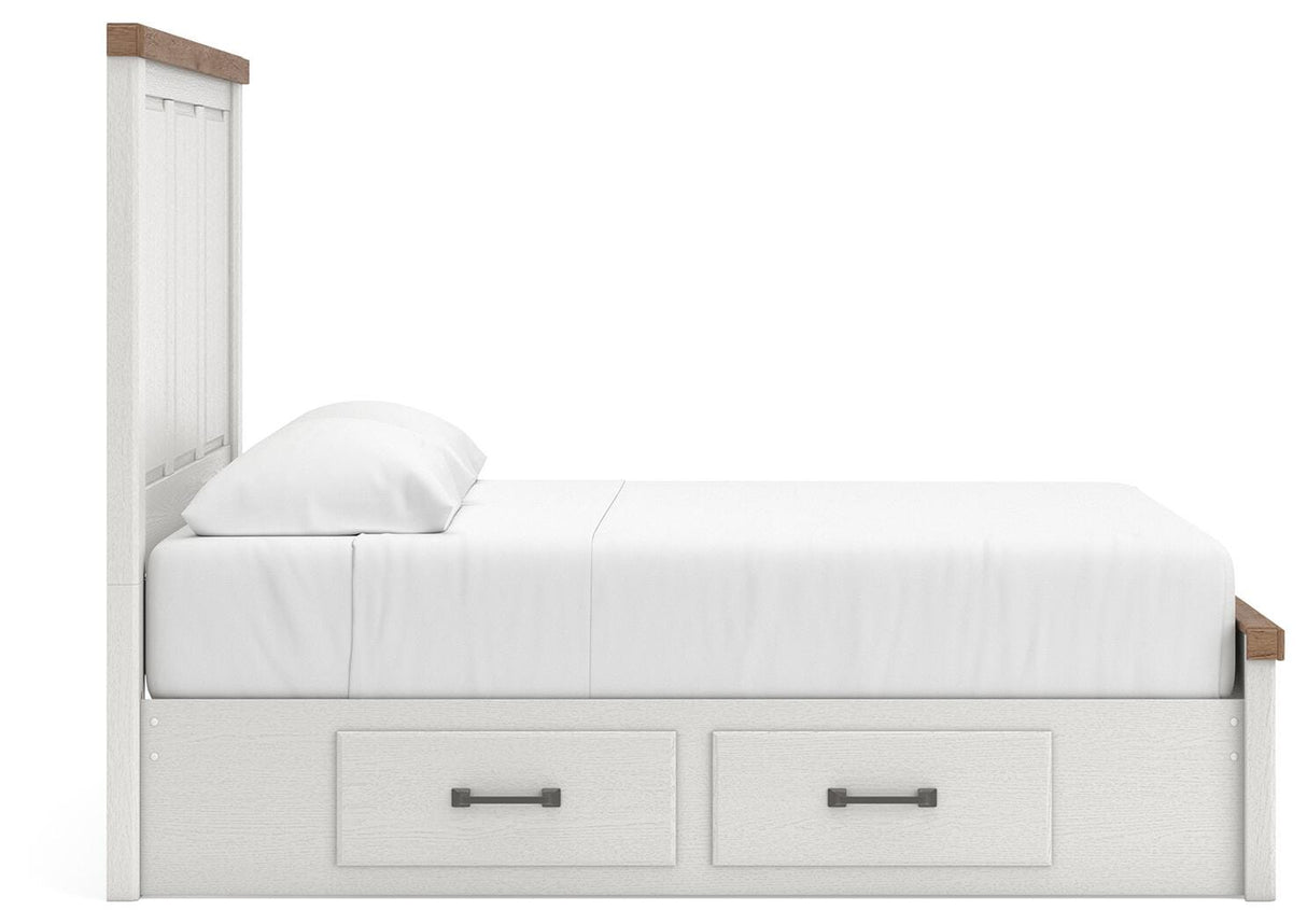 Savonport White/Brown Queen Panel Bed with Storage from Ashley - Luna Furniture
