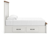 Savonport White/Brown Queen Panel Bed with Storage from Ashley - Luna Furniture