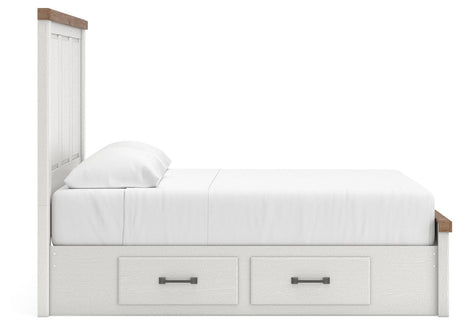 Savonport White/Brown Queen Panel Bed with Storage from Ashley - Luna Furniture