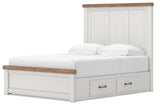 Savonport White/Brown Queen Panel Bed with Storage from Ashley - Luna Furniture