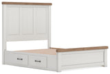Savonport White/Brown Queen Panel Bed with Storage from Ashley - Luna Furniture