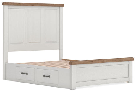Savonport White/Brown Queen Panel Bed with Storage from Ashley - Luna Furniture