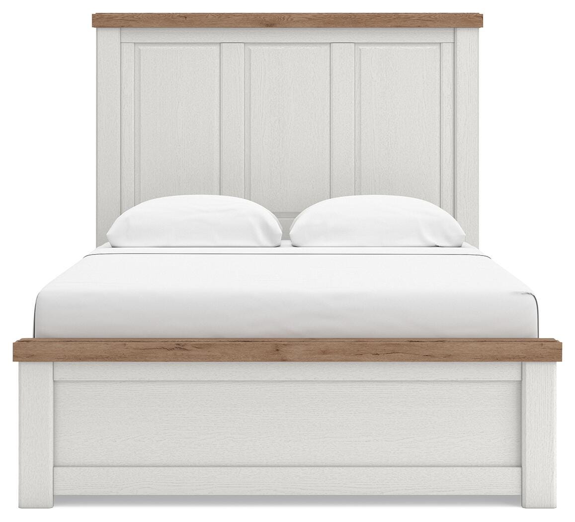 Savonport White/Brown Queen Panel Bed with Storage from Ashley - Luna Furniture