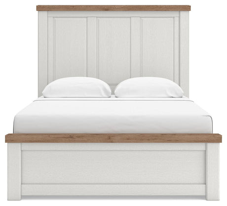Savonport White/Brown Queen Panel Bed with Storage from Ashley - Luna Furniture