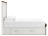 Savonport White/Brown Queen Panel Bed with Storage from Ashley - Luna Furniture