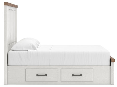 Savonport White/Brown Queen Panel Bed with Storage from Ashley - Luna Furniture