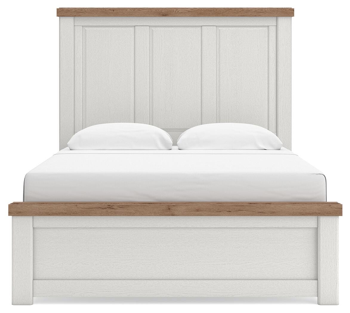 Savonport White/Brown Queen Panel Bed from Ashley - Luna Furniture