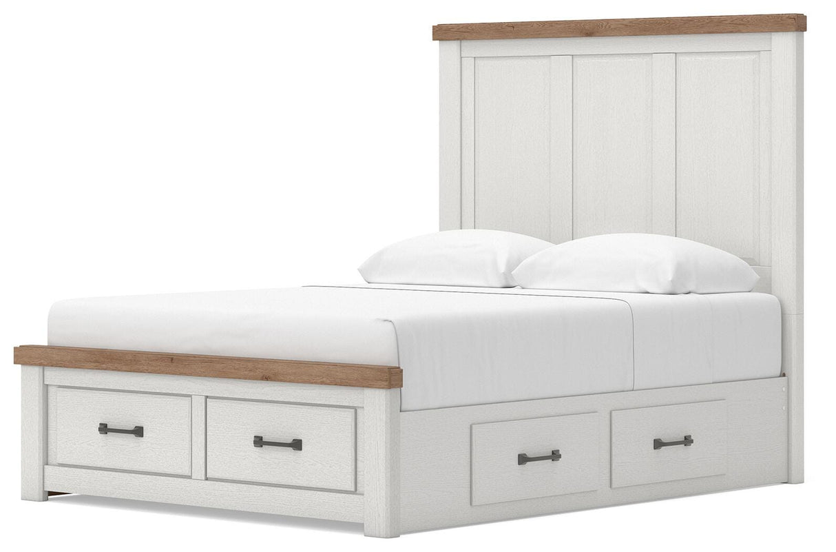 Savonport White/Brown Queen Panel Storage Bed from Ashley - Luna Furniture