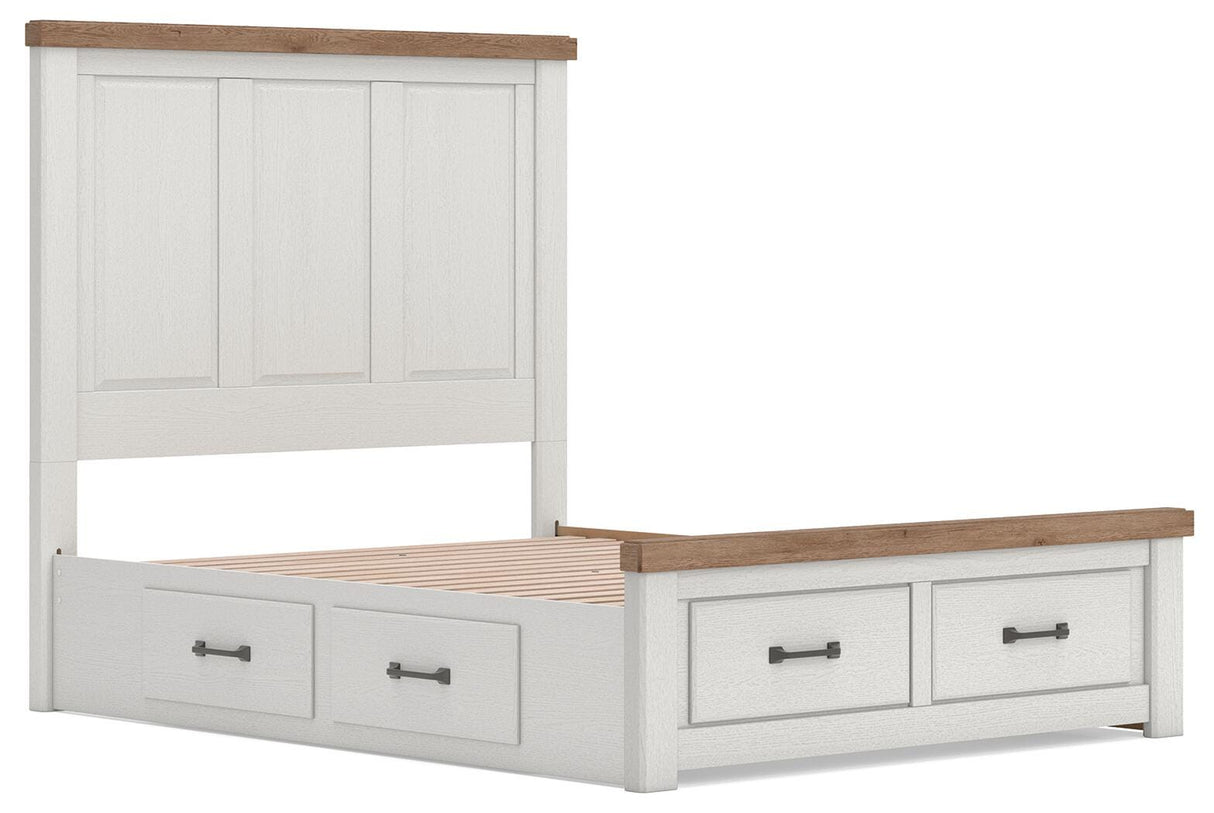 Savonport White/Brown Queen Panel Storage Bed from Ashley - Luna Furniture