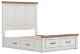 Savonport White/Brown Queen Panel Storage Bed from Ashley - Luna Furniture